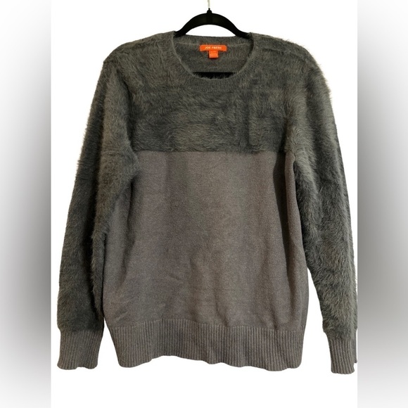 Joe Fresh Grey Gray Sweater Size XL Fluffy Faux Fur Top Soft Two Toned - Picture 5 of 9
